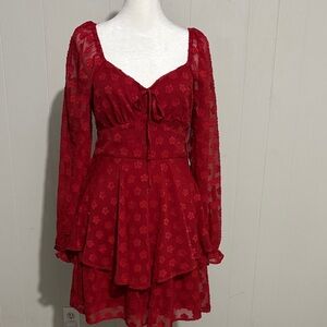 EASTER sale 35% offScarlet Floral Long-Sleeve Tiered Mini Dress